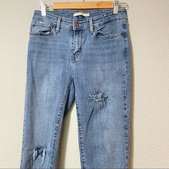 Levi’s 714 Straight Leg Distressed Step Fringe Hem Jeans Womens 29 Raw Zip Fly - Picture 5 of 12